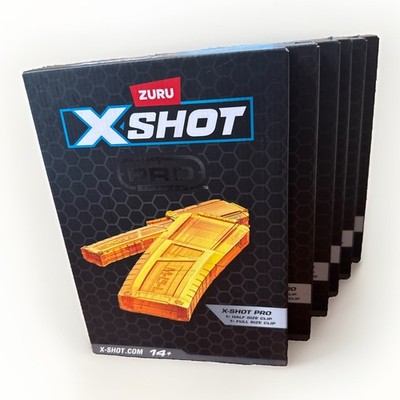 Zuru X-Shot X Shot Pro, 1 Half Clip And 1 Full Clip (Clips Only) LOT OF 6 NEW
