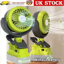 2X 1X Portable Cordless LED Jobsite Fan Camping Fan for Ryobi 18V Li-ion Battery