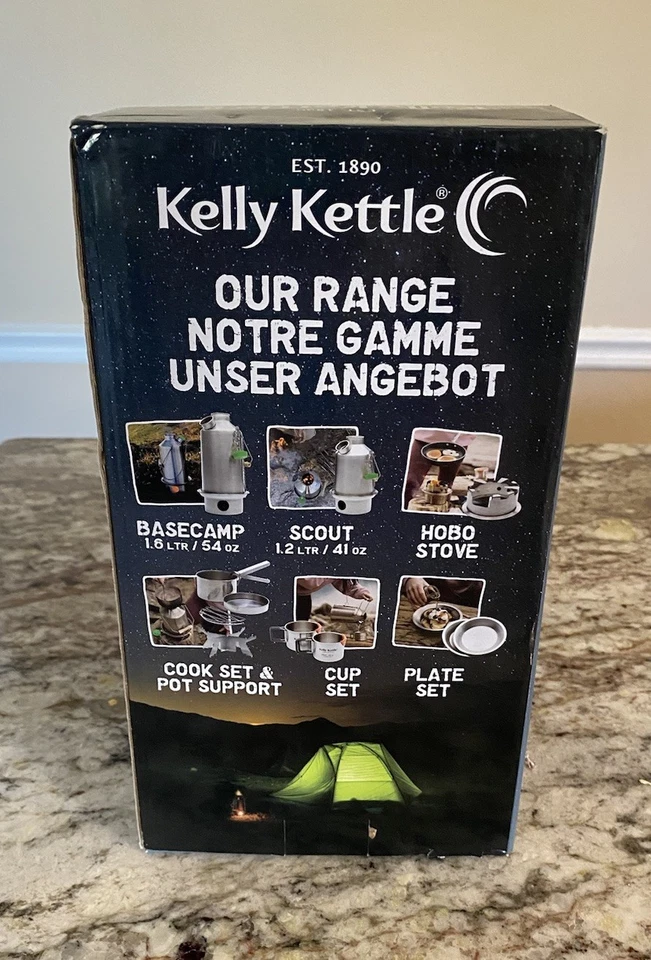 Kelly Kettle Trekker 不锈钢露营水壶和流浪汉炉 轻量级 全新  — 第 3/4 张图片
