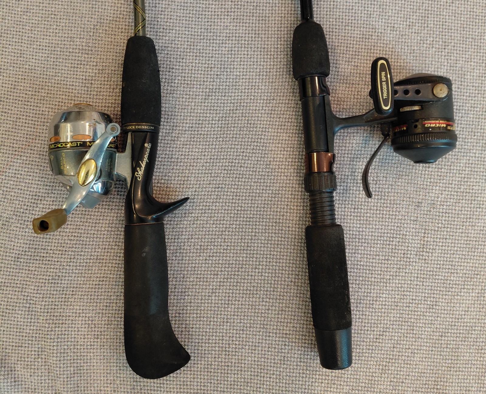 Microcast Rod & Reel Combos, 2 Fishing Ultralight Rod/Reels,