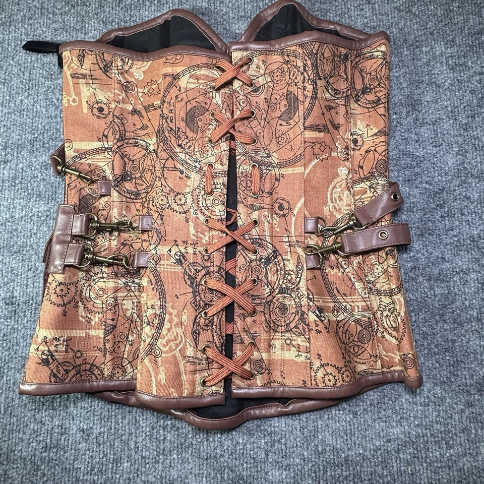 Corsé de disfraz de pirata con detalles de cuero marrón Foto 2 de 4