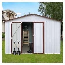 12x10FT Metal Garden Shed,Outdoor Waterproof Tool Shed,Sloped Roof&Lockable Door