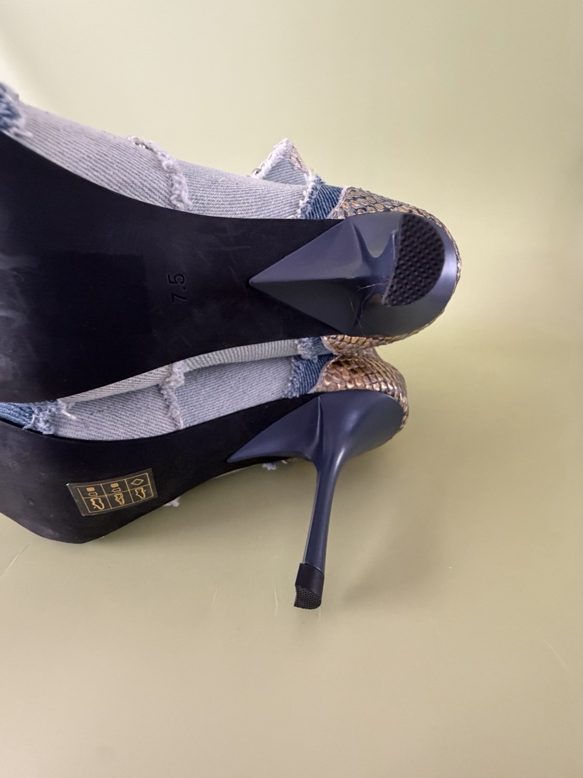 Jeffrey Campbell Python Denim Lace Embellished Kn… - image 7