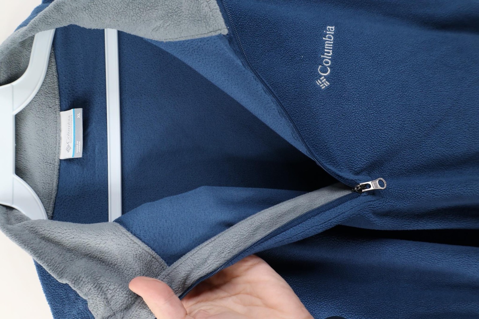 Vtg Y2K Columbia Mens XL Distressed Lightweight Fleece 1/4 Half Zip Sweater Blue thumbnail 9