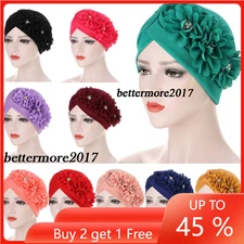 New Women Flower Cap Muslim Hijab Turban Hair Loss Bonnet Chemo Hat Head Scarf