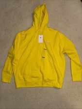 Nike Sweatshirt Mens XL Yellow White Futura Club Fleece Pullover Hoodie Sweater