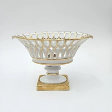 VTG Reticulated Basket Compote Andrea Style Small Porcelain 4" Bowl/Vase