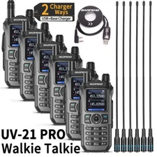 6X BaoFeng UV-21 Pro V2 FM Walkie Talkie Long Range Tri-Band Ham Two Way Radios