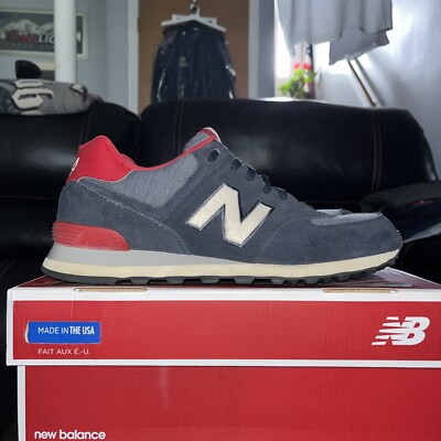 Size 12-New Balance 574 Navy Suede Pendent