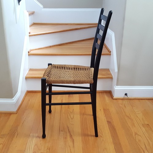 Vintage Midcentury Gio Ponti Style Rope Chair Black Frame Made In Italy? Classic - Picture 8 of 24