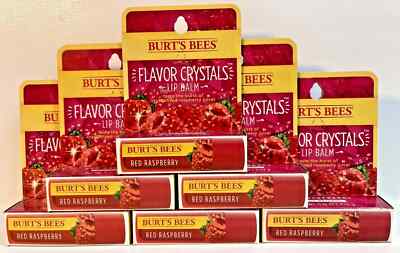 Burt's Bees - Flavor Crystals Lip Balm - Red Raspberry Lot of 6 New Sealed