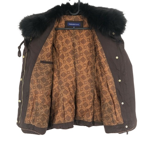 TRUSSARDI JEANS Brown Real Fur Collar Down Puffer Coat Jacket Size 48 - 第 4/11 張圖片