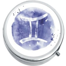 Watercolor Gemini Medicine Vitamin Pill Box