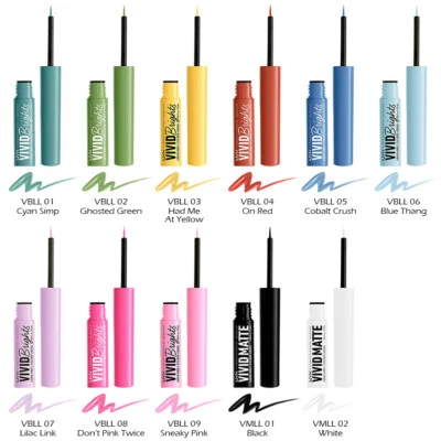 1 NYX Vif Brillants Coloré Eyeliner Liquide - Mate " Choisissez Votre 1 Couleur - Photo 1/4