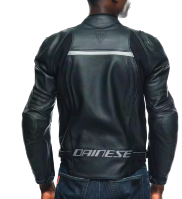Dainese Men's Black Grey Cowhide Sport Leather Racing 4 Jacket New