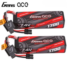2X Gens Ace G-Tech 1700mAh 35C 7.4V 2S Lipo Battery Hardcase IEC2 For RC Car US