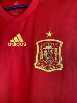 Adidas Spain Home Men's Soccer Jersey Red Bold Gold CX5355 Size S