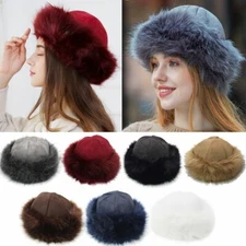 Women's Fluffy Faux Fox Fur Hat Unisex Winter Ear Head Warmer Ski Hats Cap US