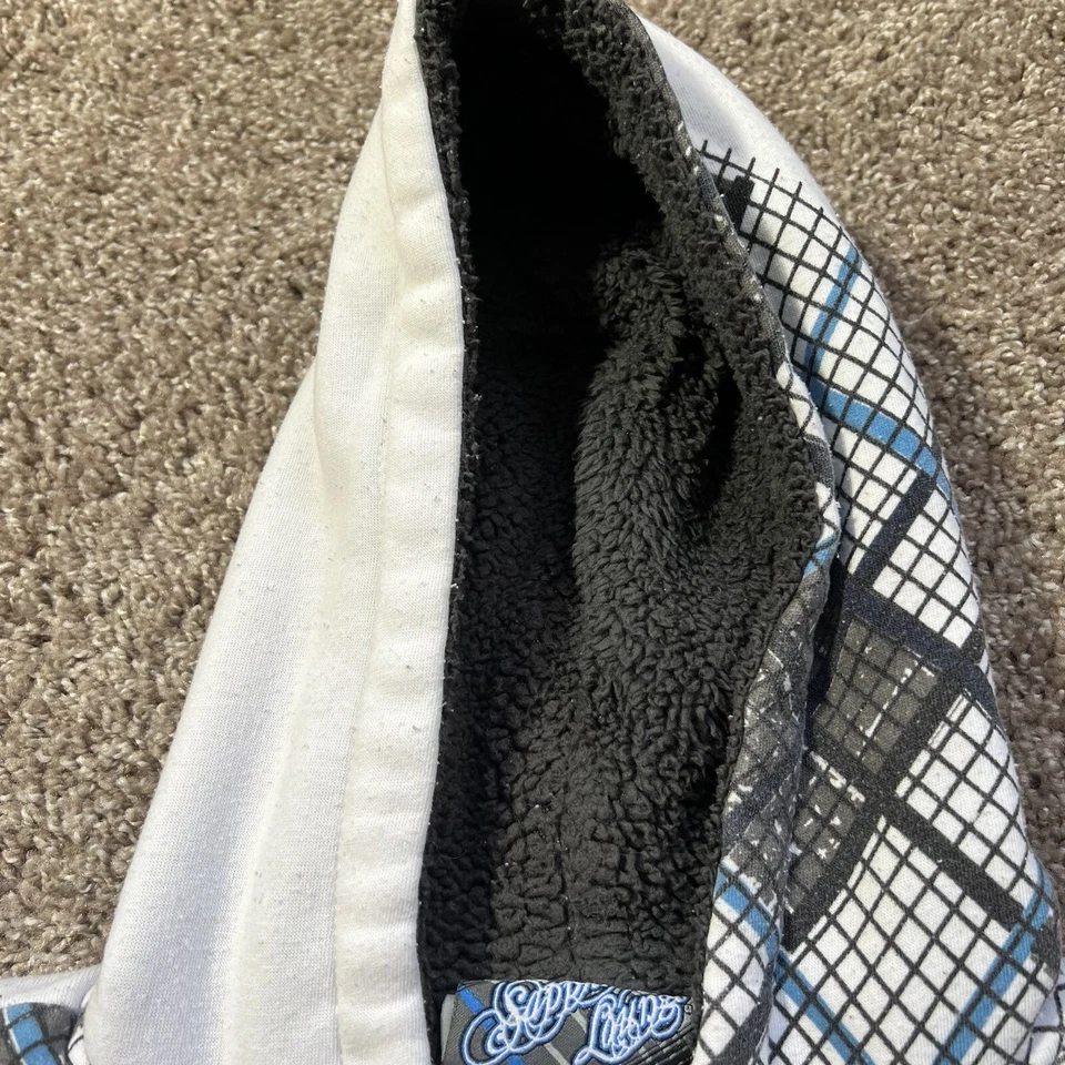 Sudadera con Capucha Vintage Y2K Zafiro Salón Talla Grande Blanco Azul Gris Punk Gótico Emo Tribal Foto 4 de 4