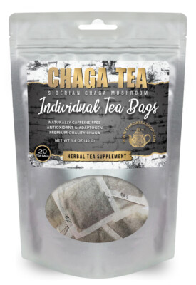 All Natural Siberian Chaga Mushroom Individual Filter Tea Bags Exp. 5/15/2028