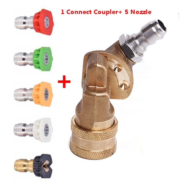 High Pressure Washer Pivot Coupler Quick Connect Spray Wand 90° Range + 5 Nozzle eBay