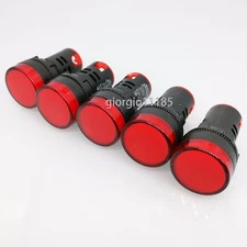 NJ STOCK  5pcs Red LED Power Indicator Signal Light AC DC 12V 22mm AD16-22DS