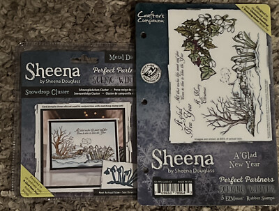 Sheena Douglas A Glad New Year 5EzMount Rubber Stamp Metal Die Snow Drop Cluster