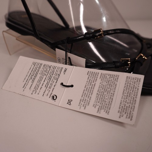 ZARA - SANDALIA PLANA DE CUERO CON TIRAS/HEBILLA - MUJER TALLA 8 EE. UU. - ¡NUEVA CON ETIQUETAS! - Imagen 9 de 9