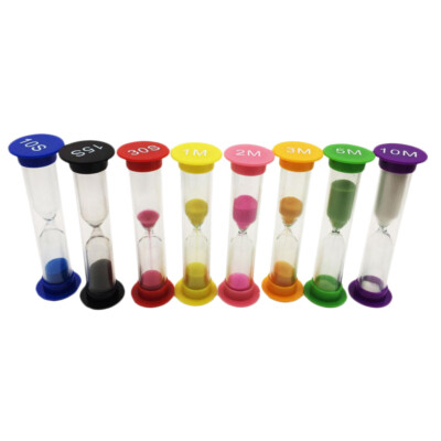 8 Set Sand Timer Uhr 10/15/30 Sekunden & 1/2/3/5/10 Minuten Sandglas