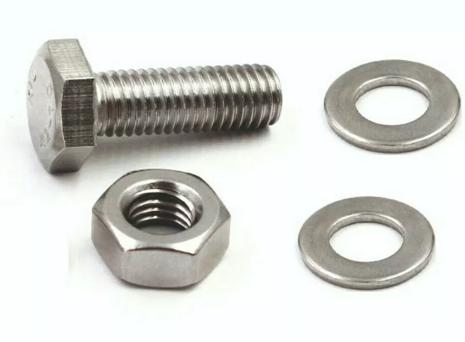 NUT BOLT SET M4 M5 M6 M8 - A2 DIN 933 HEX SET SCREW WITH WASHERS