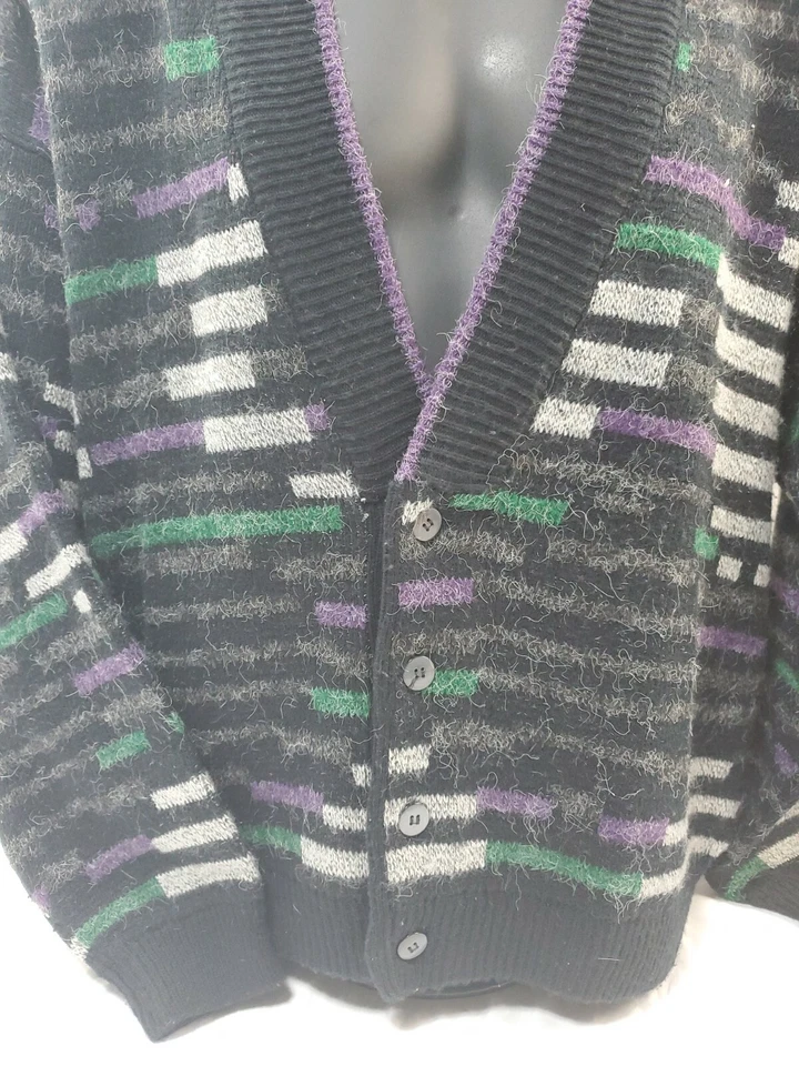 VTG Tundra Bachrach 3D Textured Colorful 4-Button Cardigan Sweater Men's M Cosby - Image 2 of 4