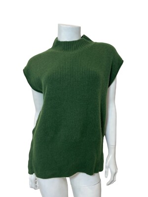 Elaine Kim Cashmere Vest with Side Zip in Kelp Size P/XS