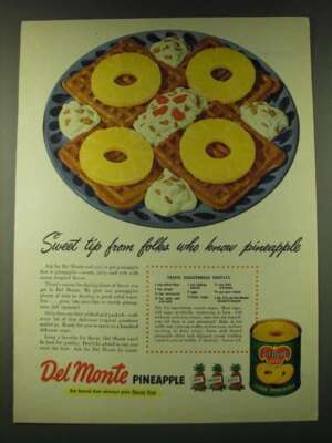 1948 Del Monte Pineapple Ad - Tropic Gingerbread Waffles Recipe