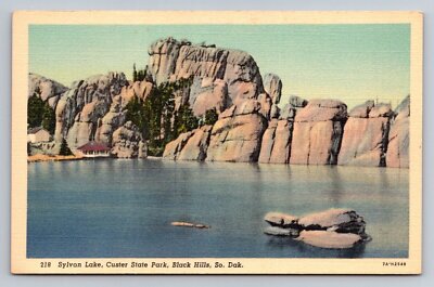 Sylvan Lake, Custer State Park, Black Hills, So. Dak. (South Dakota) Postcard