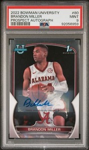 2022-23 Bowman Chrome #80 Brandon Miller Prospect Autograph (RC) (AU) PSA 9
