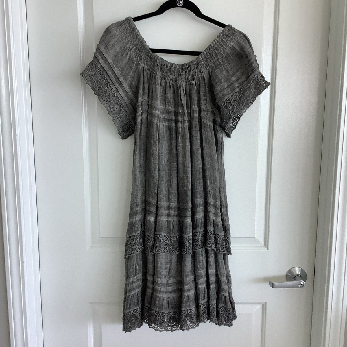 Muche et Muchette Womens Esmerald Charcoal Gray Lace Trim Casual Dress O/S