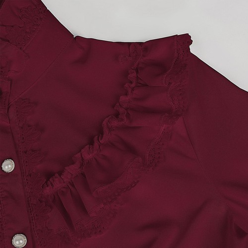 Victorian Women Shirt with Jabot Lady Classic Lolita Blouse Top Shirt Christmas - Picture 14 of 47
