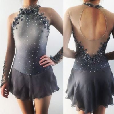 grey figure skating dress Figure Skating Dress Halter Style Grey BSU3192.10 – Boutique Step Up