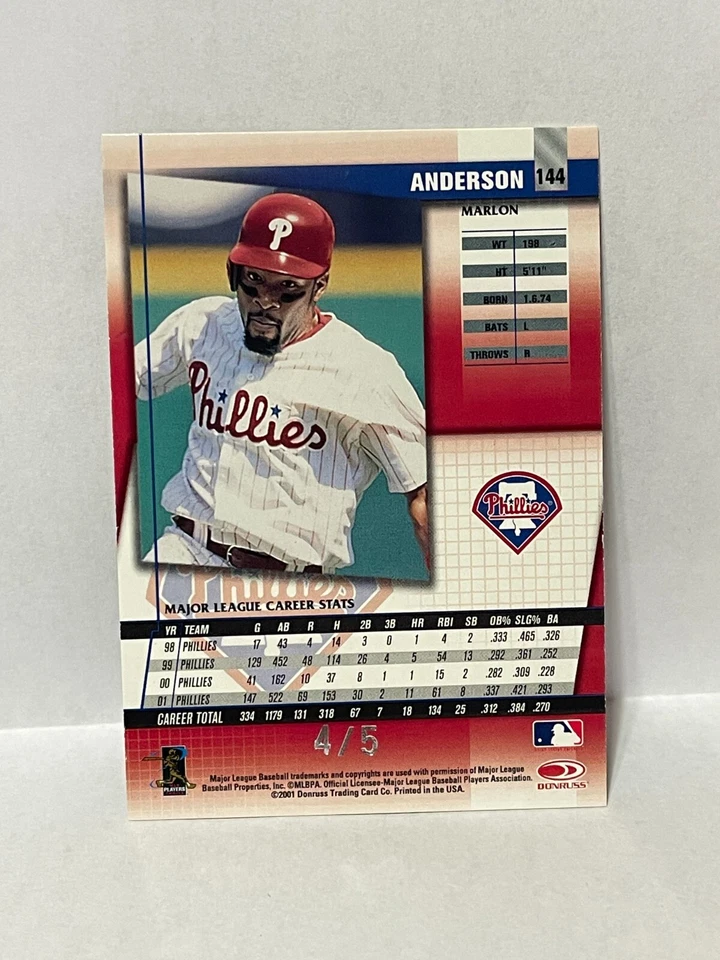 2002 Best of Fan Club "National 2002" embossed - MARLON ANDERSON #'d/5 - Image 2 of 2