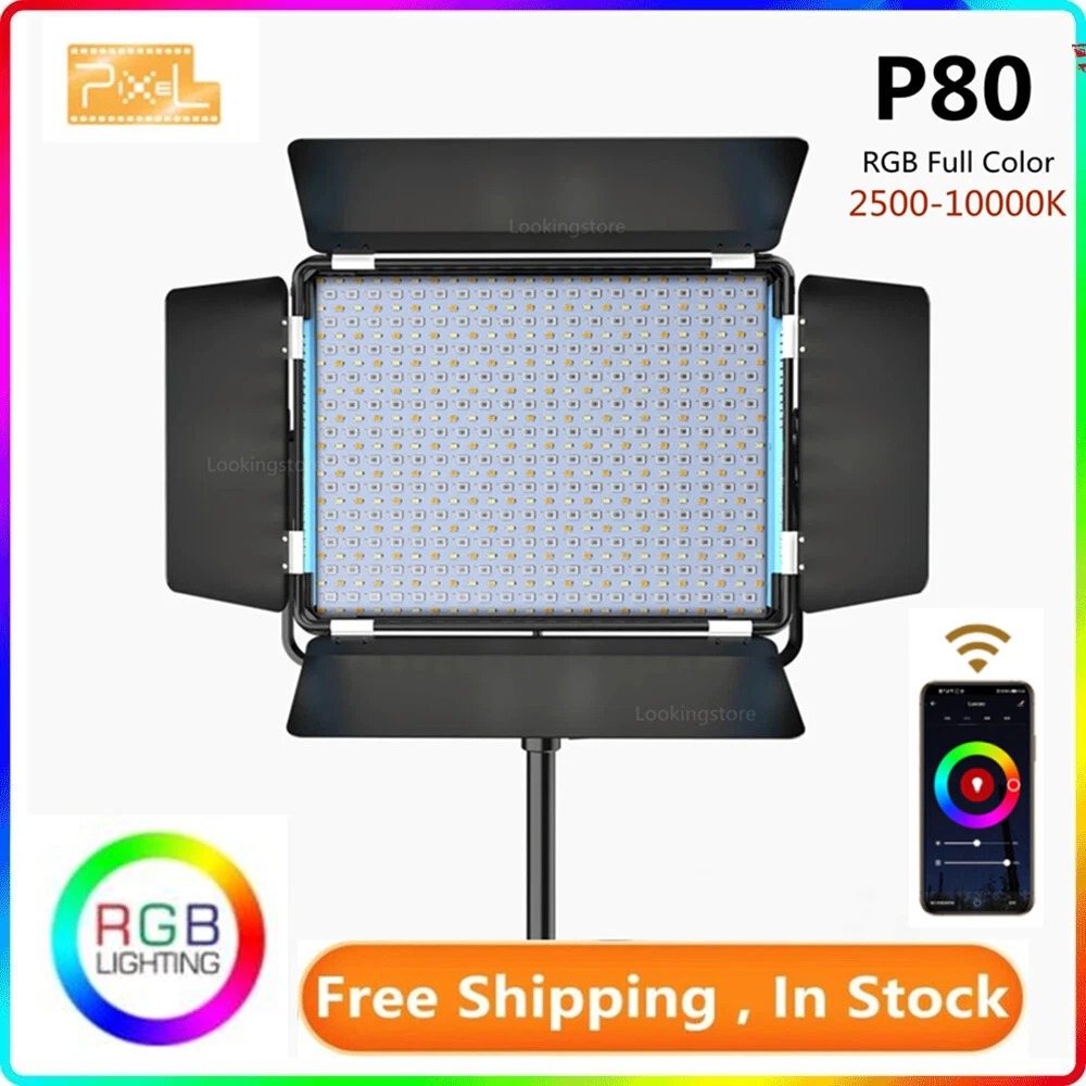 PIXEL P80 RGB Led Video Light Panel Photography Fill Lighting Lamp 2500k 10000k