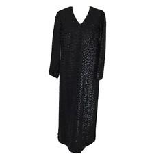 Vintage Gown Beaded Dress 70's Disco Long sleeve V neck Heavy 8