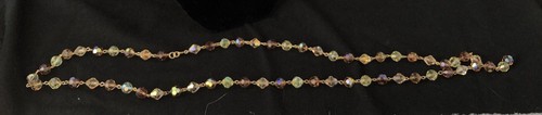 Vintage Long Shimmery Cream Brown Drop Necklace Gold Plated Chains & Clasp 90cms - Picture 3 of 4