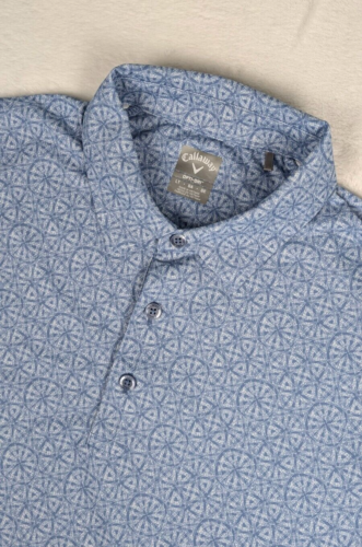 Callaway Opti Dri Golf Polo Mens Large Tall Blue Geometric Print Swing Tech