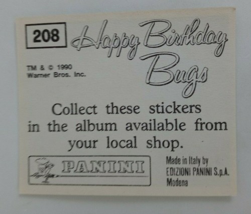 1990 Panini Happy Birthday Bugs (Pick Your Sticker) - Picture 295 of 343