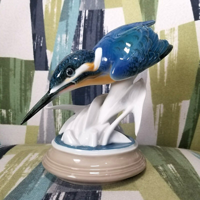 Royal Dux Bohemia Porcelain Kingfisher Alcedo Atthis Figurine LE2000 Handpainted