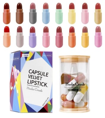 HUDACRUSH Beauty Mini Bullet | Capsule Style Lipstick Set Herbs Set Of 16 Multi