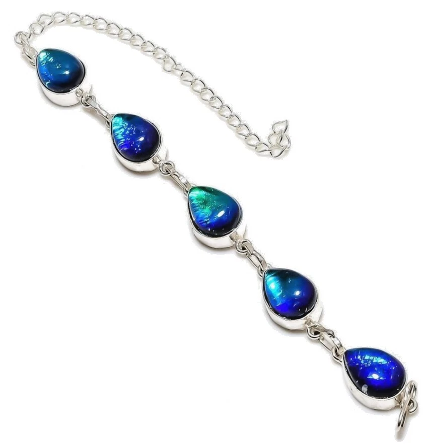 VALENTINO Bracciale bigiotteria fatto a mano argento sterling 925 pietra opale triple australiane