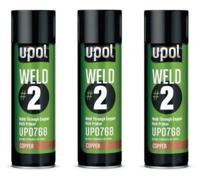 UPOL UP0768 WELD#2 : Weld Through Copper Rich Primer Aerosol 450ml (3 Pack)
