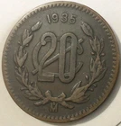 1935 Mexico 20 Centavos Silver — photo from another recent sale