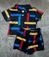 2-piece boys Shorts Shirt spring/summer outfit set Bright color block 6 - 9 Mo
